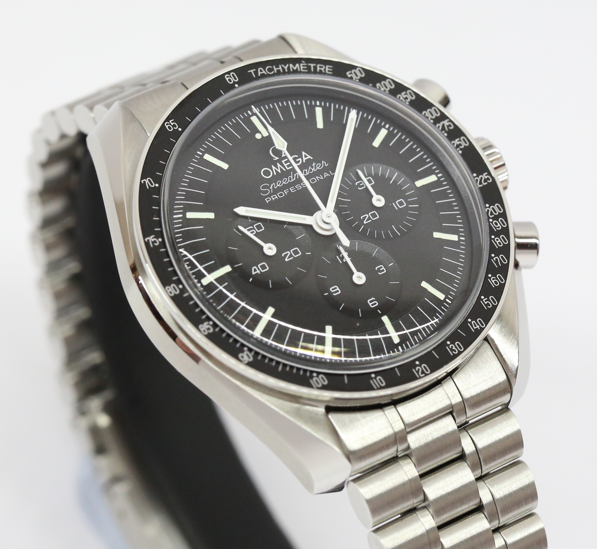 Omega Speedmaster Professional Moonwatch, Black Index Dial on Omega Stainless Steel Bracelet, Reference: 31030425001001, Circa: 2021, Complete with Box & Papers