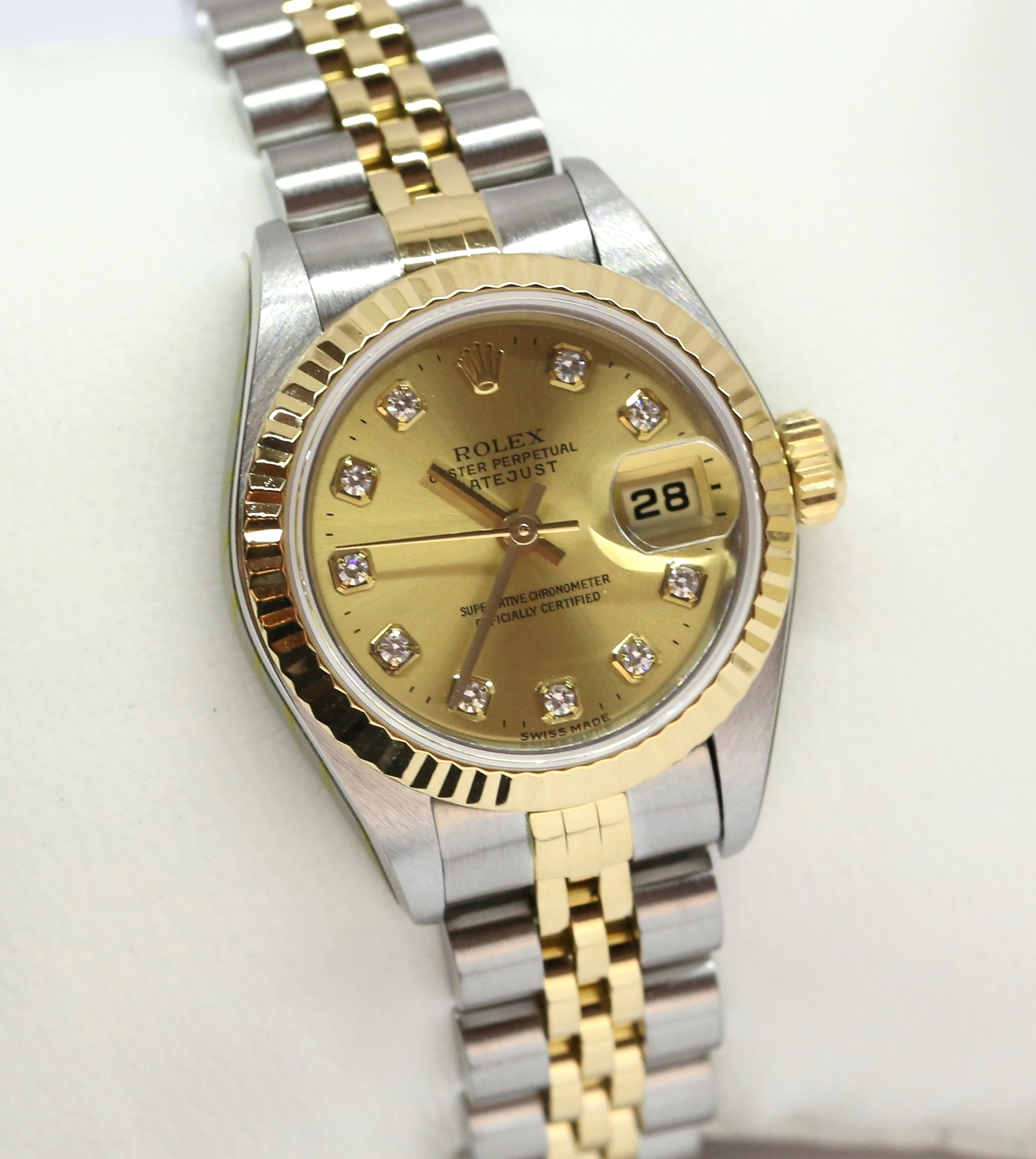 Rolex Oyster Perpetual Lady Datejust 26 in Stainless Steel and 18k Yellow Gold on steel & gold Jubilee bracelet with a champagne diamond dial, Ref: 79173, Circa: 2000, Complete with Box & Papers, Just Returned From a Rolex Service - Image 4