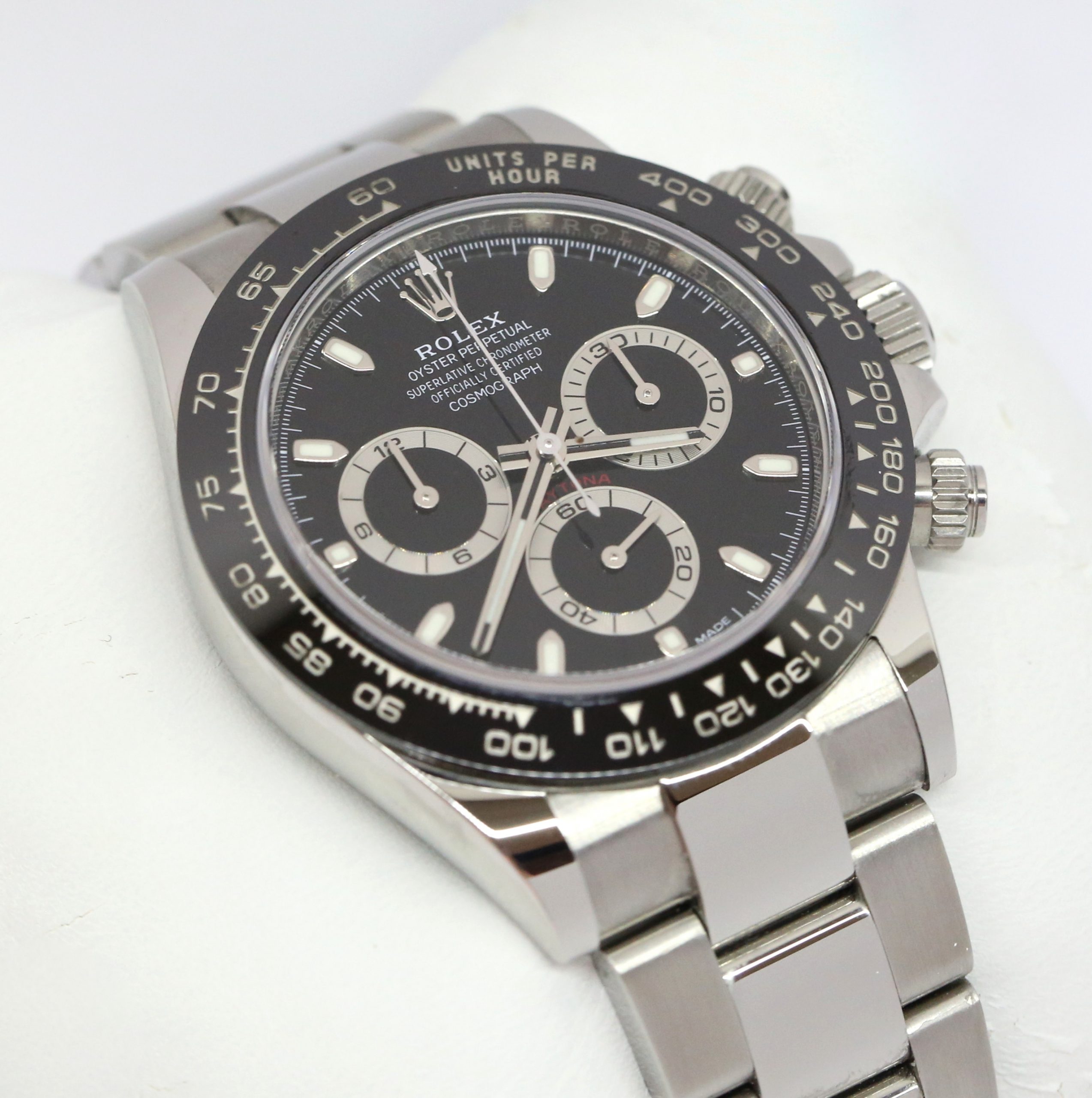 Rolex Oyster Perpetual Daytona in Stainless Steel with Black Index Dial and Black Ceramic Bezel on Rolex Oyster Bracelet Ref. 116500LN Circa: 2020 Complete with Box and Papers