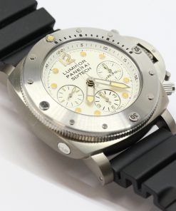 Panerai Luminor Submersible 1950 Chrono 1000m Slytech, White Index Dial, Ref: PAM00225, 47mm Titanium Case on Panerai Rubber Strap,