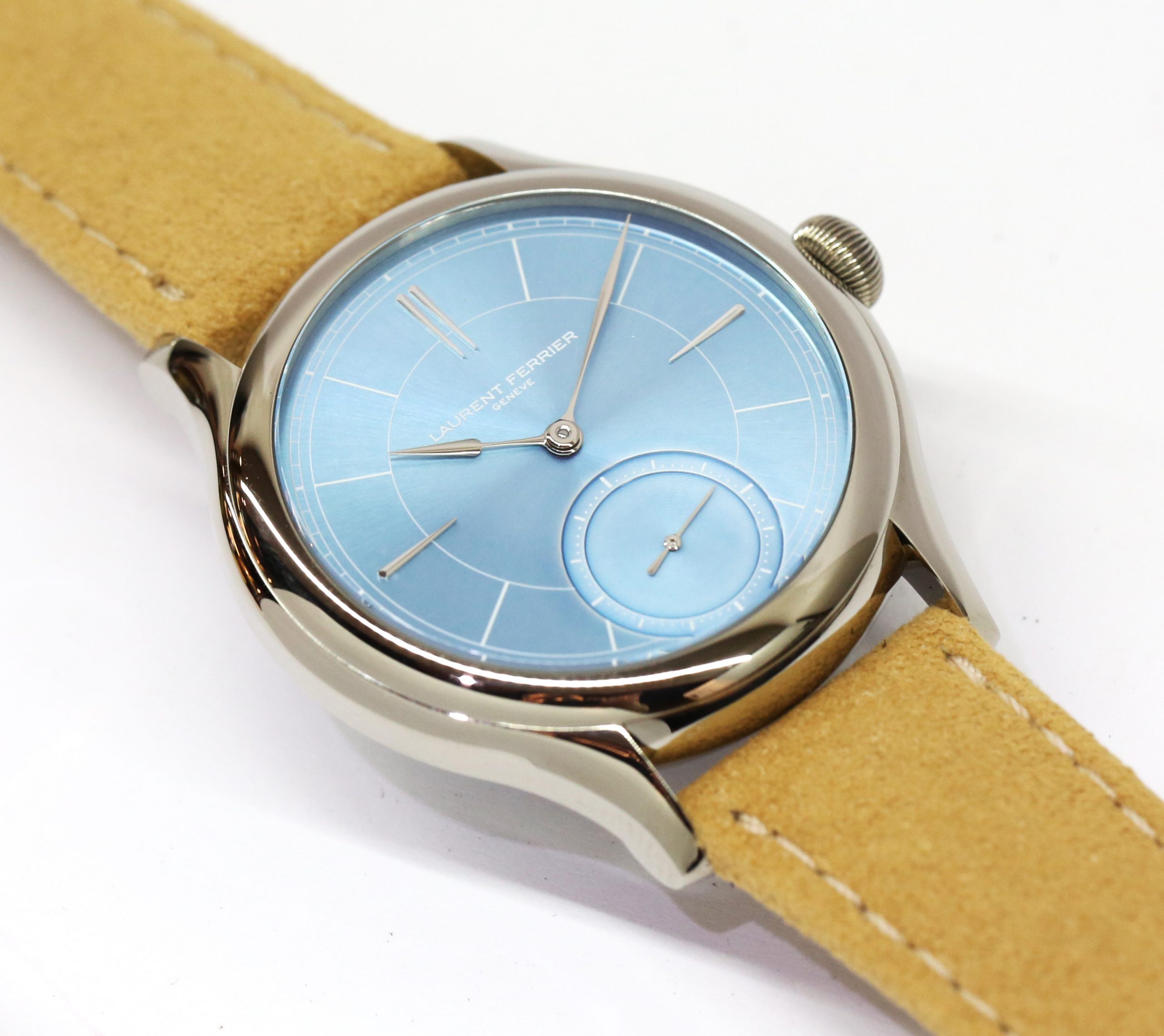 Laurent Ferrier Classic Micro-Rotor Ice Blue, 18ct White Gold on Laurent Ferrier Beige Suede Strap, Ref: FBN229.01, Circa 2022, Complete with Box & Papers