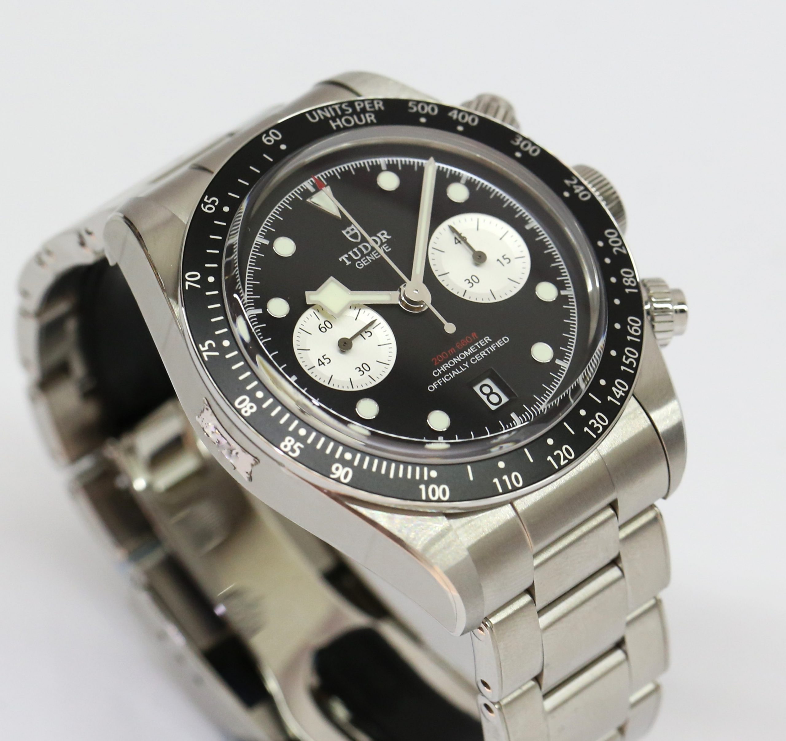 Tudor Black Bay Chrono, Black Index Dial, on Tudor Oyster Bracelet, Reference 79360N, Circa: 2021, Complete with Box & Papers