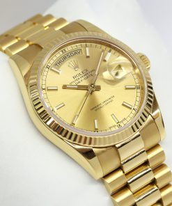 Rolex Oyster Perpetual Day Date 36 with Champagne Index Dial in 18ct Yellow Gold on Rolex 18ct Yellow Gold Presidential Bracelet Ref. 118238 Crica: 2019 Complete with Box and Papers