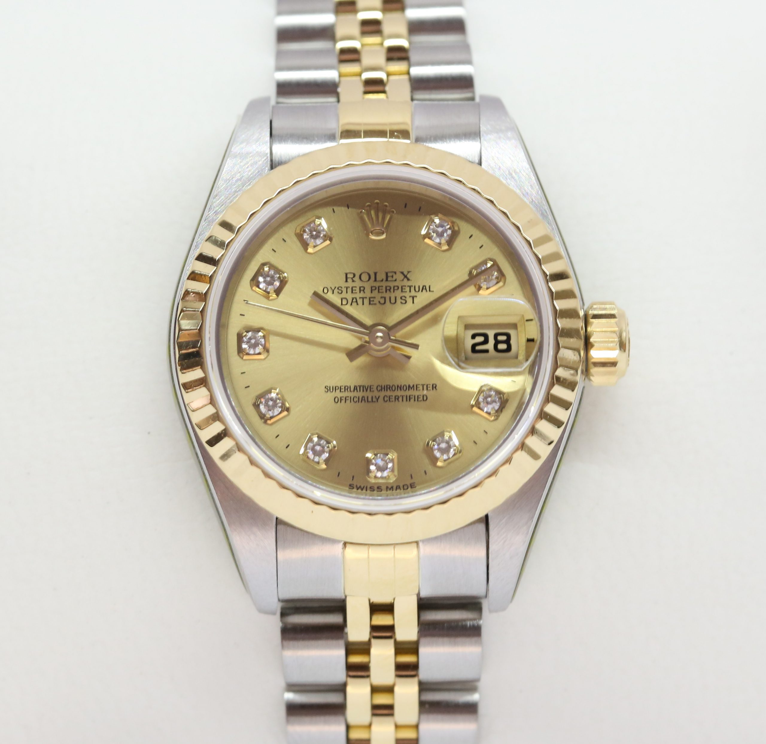 Rolex Oyster Perpetual Lady Datejust 26 in Stainless Steel and 18k Yellow Gold on steel & gold Jubilee bracelet with a champagne diamond dial, Ref: 79173, Circa: 2000, Complete with Box & Papers, Just Returned From a Rolex Service - Image 3
