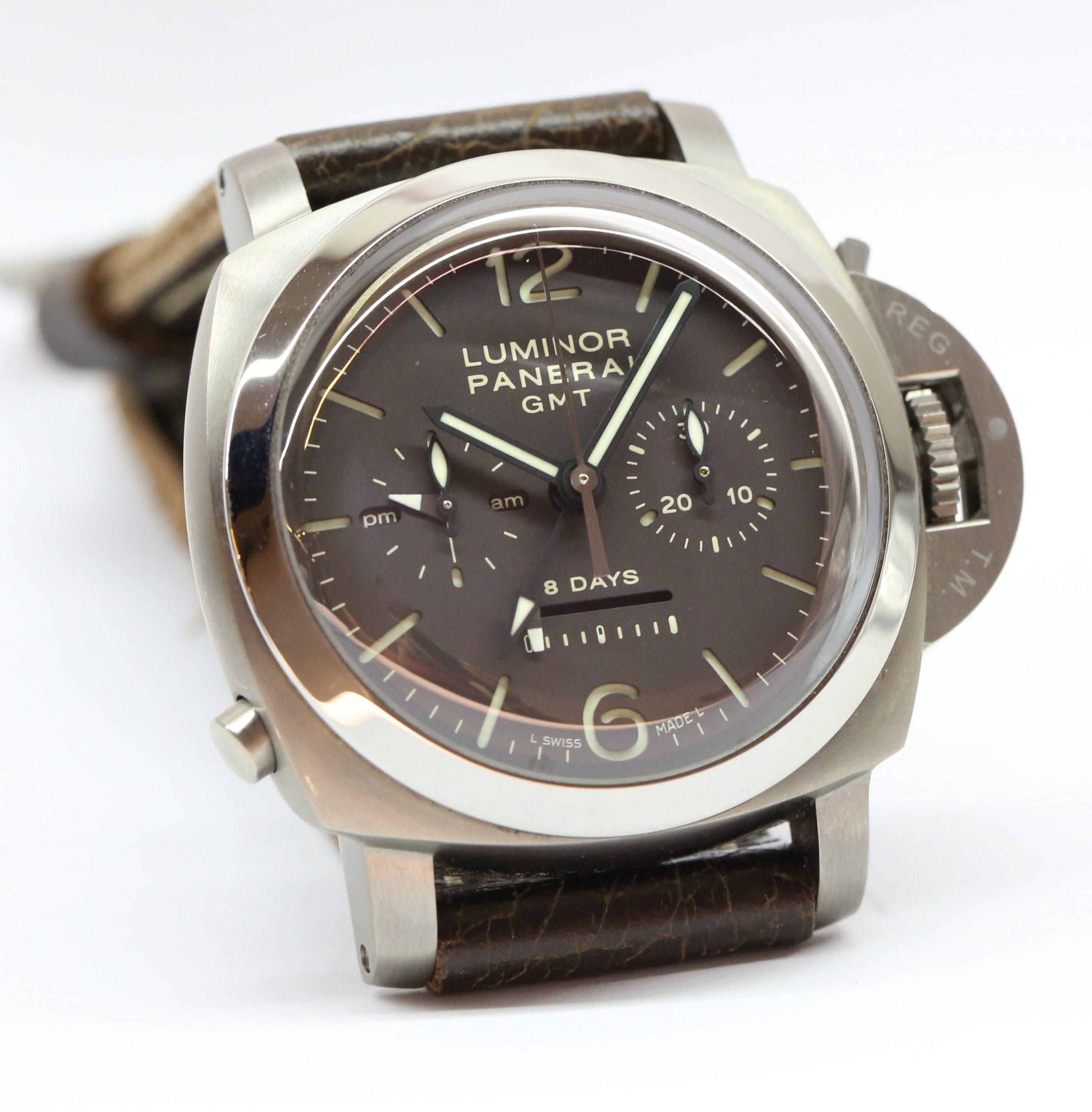 Panerai Luminor 1950 Chronograph Monopulsante 8 Days GMT in Titanium with Tobacco Dial Ref. PAM 00311 Circa: 2009 - Image 4