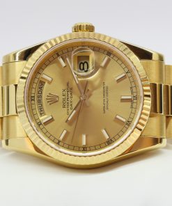 Alternative view of Rolex Oyster Perpetual Day Date 36 with Champagne Index Dial in 18ct Yellow Gold on Rolex 18ct Yellow Gold Presidential Bracelet Ref. 118238 Crica: 2019 Complete with Box and Papers