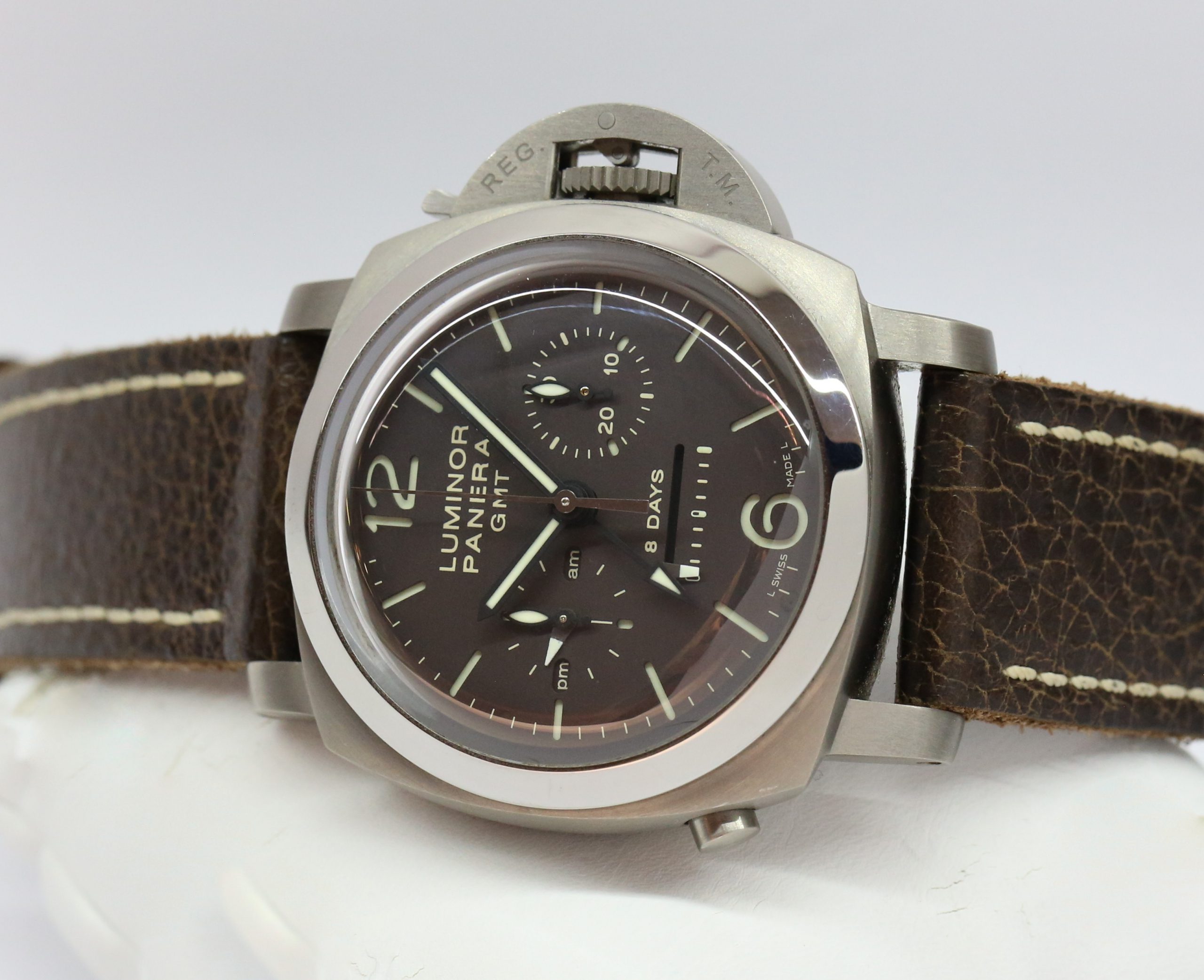 Panerai Luminor 1950 Chronograph Monopulsante 8 Days GMT in Titanium with Tobacco Dial Ref. PAM 00311 Circa: 2009 - Image 5