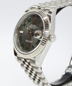 Alternative view of Rolex Datejust 41, Stainless Steel with 18ct White Gold Fluted Bezel, Wimbeldon Dial, on Rolex Jubilee Bracelet, Reference 126334, Circa: 2021, Complete with Box & Papers
