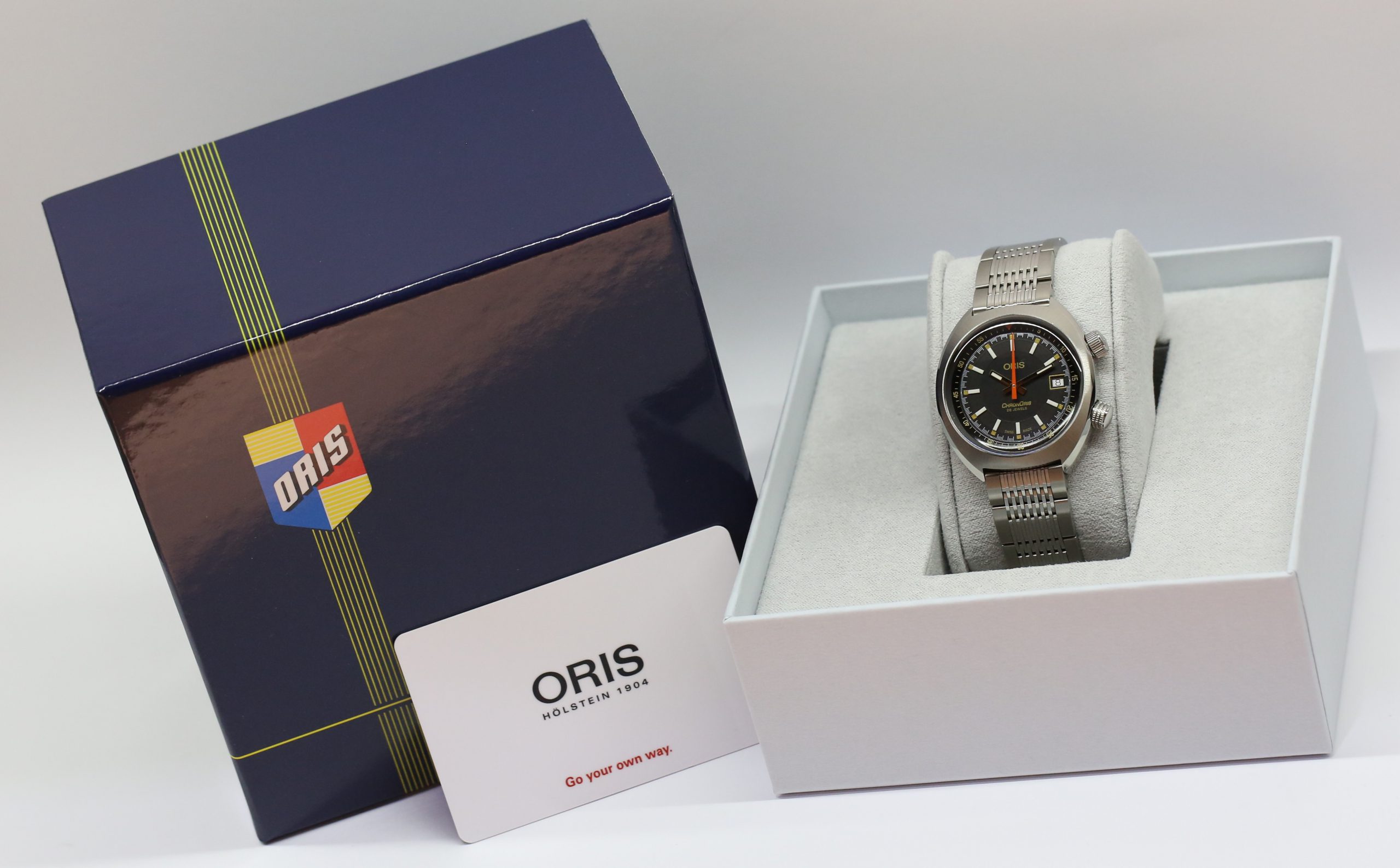 Oris Chronoris Movember Edition 2019 in stainless steel , Black index dial on a stainles steel Oris bracelet. Ref: 0173377374034, Box and papers Ca. 2021 - Image 8