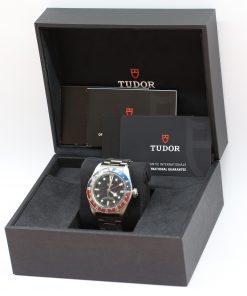 Alternative view of Tudor Black Bay GMT "Pepsi" in Stainless Steel, Black index dial, Blue / Red bezel on a Tudor Stainless Steel Bracelet , Ref: 79830RB Complete with Box and Papers, Circa. 2021, LNIB sticker still attached.