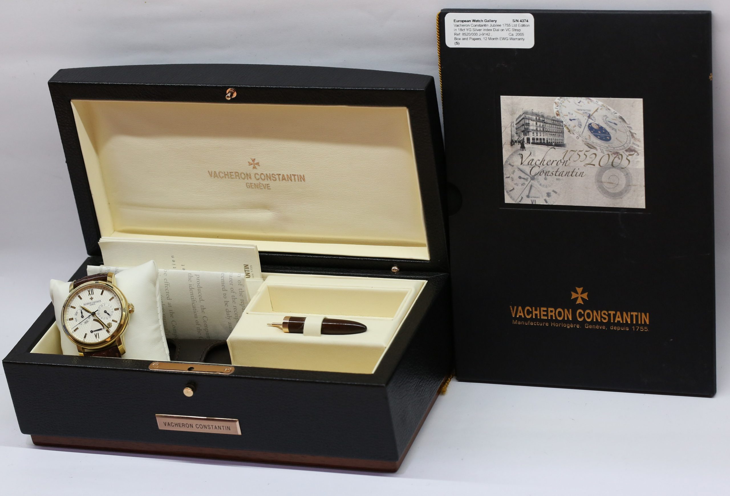 Vacheron Constantin Patrimony Historiques The Jubilee 1755 in 18ct Yellow Gold, Silver Guilloche Index Dial, on Brown VC Strap with 18ct Yellow Gold Maltese Buckle, Ref: 8520/000 J-9142, Limited edition, Circa: 2005, With Box & Papers - Image 7
