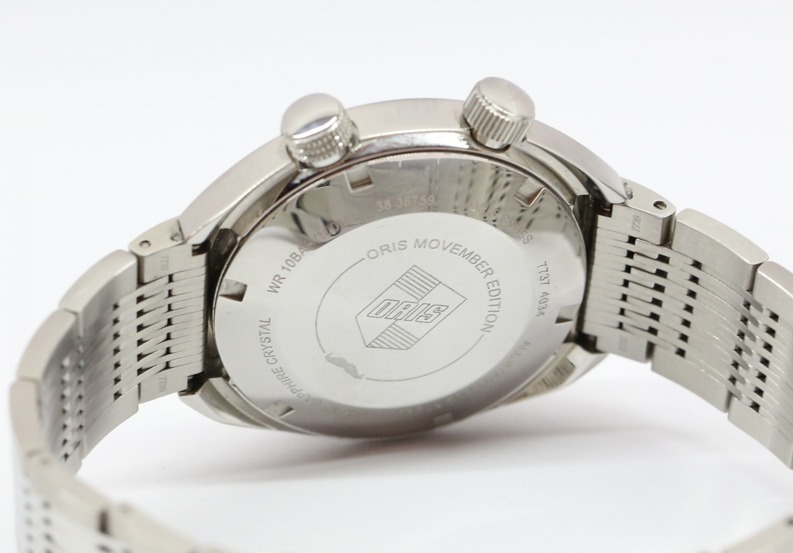 Oris Chronoris Movember Edition 2019 in stainless steel , Black index dial on a stainles steel Oris bracelet. Ref: 0173377374034, Box and papers Ca. 2021 - Image 6