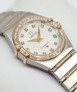 Omega Ladies Constellation in 18k Rose Gold & stainless steel with Diamond bezel & Mother of Pearl Diamond dial, on Omega rose Gold & Steel Bracelet, Ref 13587500, Circa: 2006, With Box & Papers