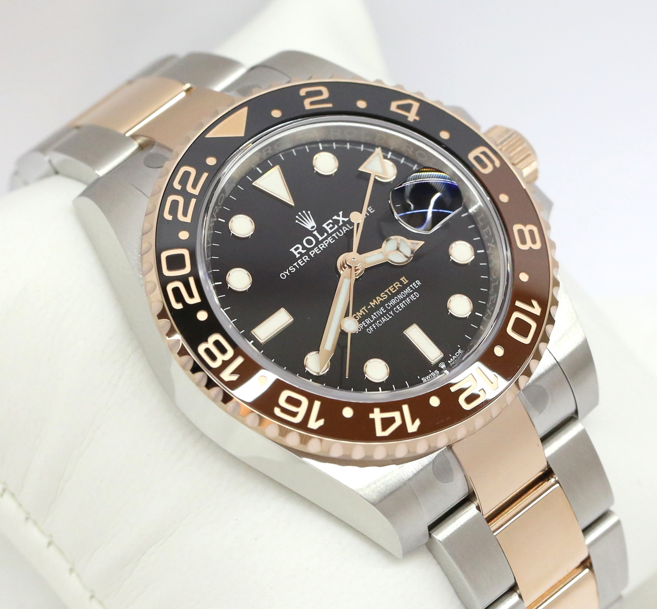 Rolex GMT Master II "Root Beer" in 18ct Rose Gold and Stainless Steel with Black Index Dial on Rolex Stainless Steel and 18ct Rose Gold Oyster Bracelet Ref. 126711 CHNR Circa: 2022 Complete with Box and Papers