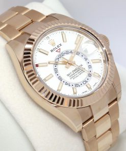 Rolex Oyster Perpetual Skydweller in 18ct Everose Gold with white Index Dial on Rolex Oyster Bracelet in 18ct Eversoe Gold Ref. 326935, Complete with Box and Papers