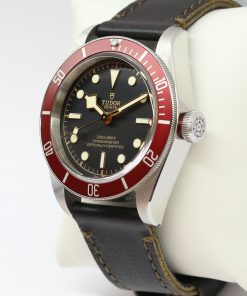 Alternative view of Tudor Heritage Black Bay in Stainless Steel dive watch, Black index dial and Red bezel on a Tudor Strap with Tudor Stainless Steel Deployant Clasp, Ref 79230R, Complete with Box and Papers, Ca. 11/2020