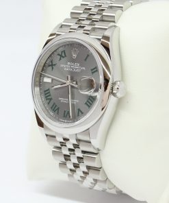 Alternative view of Rolex Datejust 36 in Stainless Steel, Rhodium Roman "Wimbledon" Dial, Smooth Bezel on Rolex Jubilee Bracelet, Reference: 126200, Circa: 2022, Complete with Box & Papers