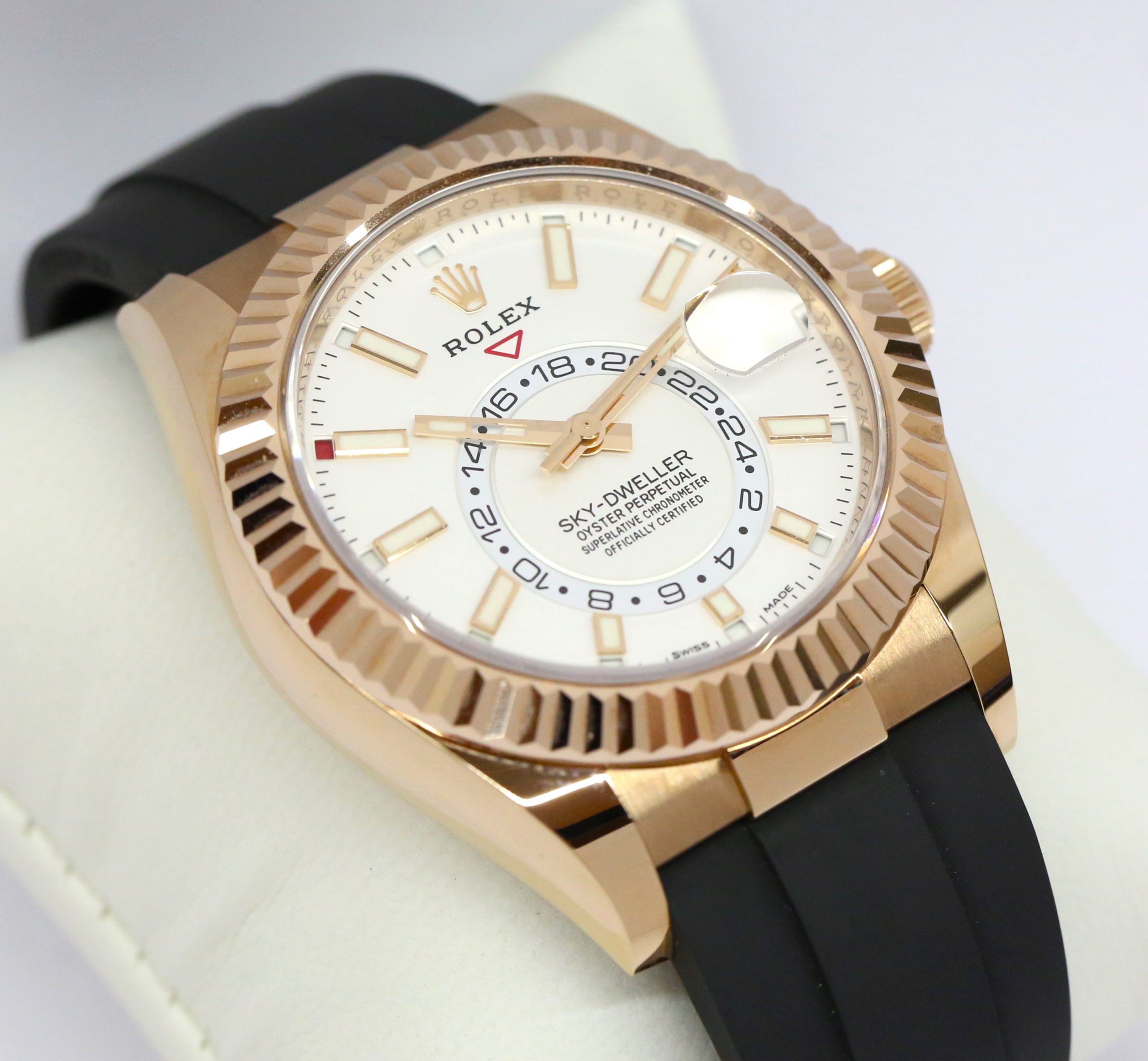Rolex Sky-Dweller 18ct Everose Gold, White Index Dial on Rolex OysterFlex Strap, Reference: 326235, Circa: 2021, Complete with Box & Papers