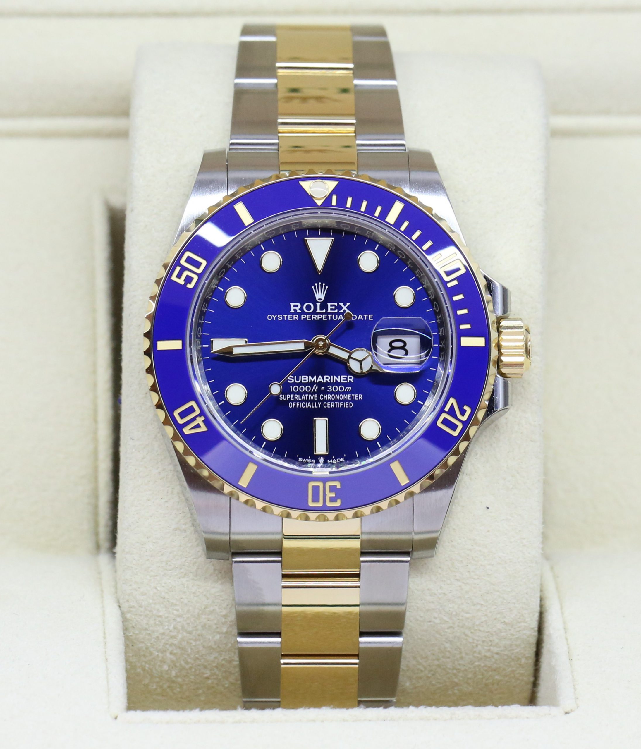 Rolex Submariner Date, current model 41mm 18ct Yellow Gold & Stainless Steel Case, Blue Index Dial, on Rolex Oyster Bracelet, Reference: 126613LB, Complete with Box and Papers