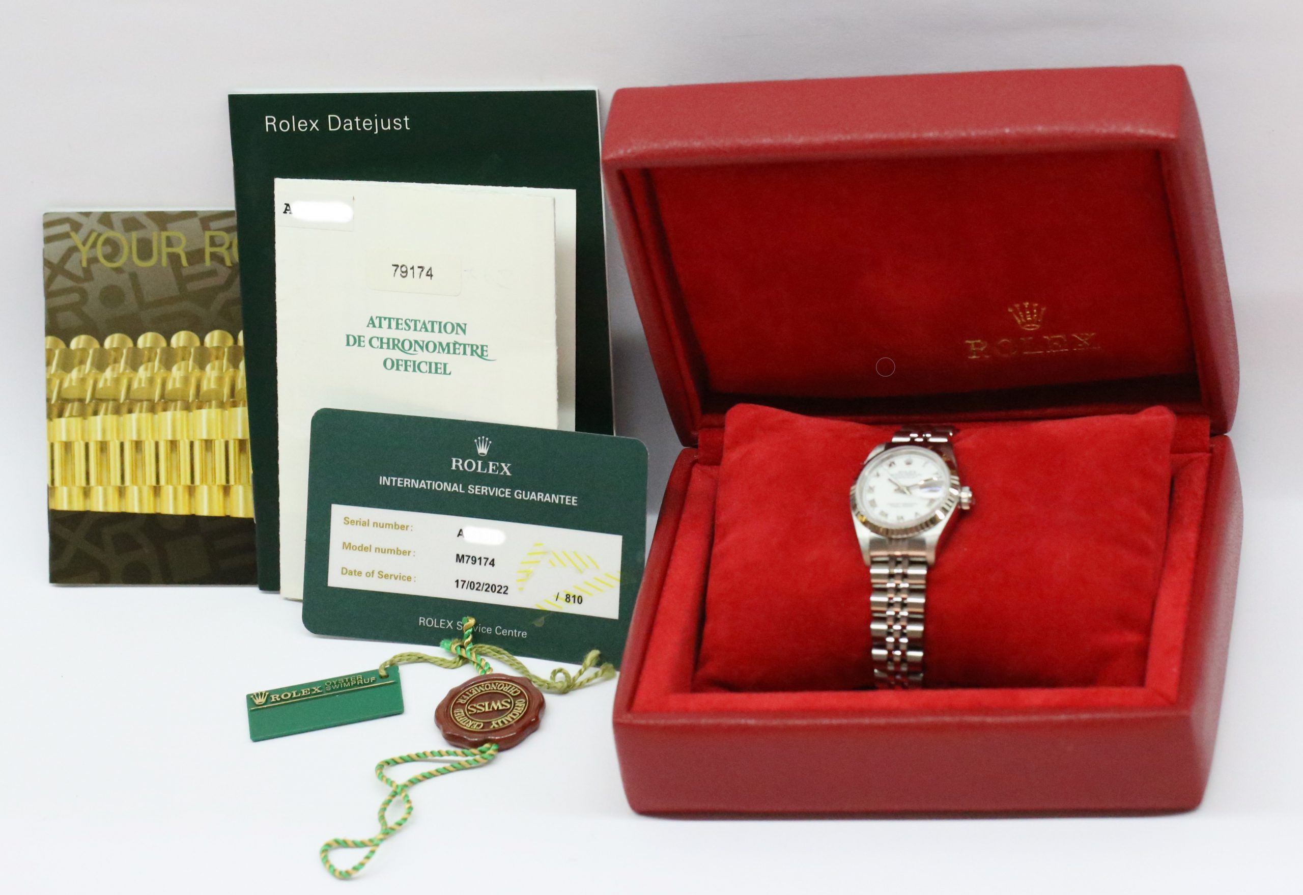 Rolex Datejust 26mm Stainless Steel with 18ct White Fluted Bezel, White Roman Dial, on Rolex Jubilee Bracelet, Reference 79174, Circa: 2000, Complete with Box & Papers - Image 7