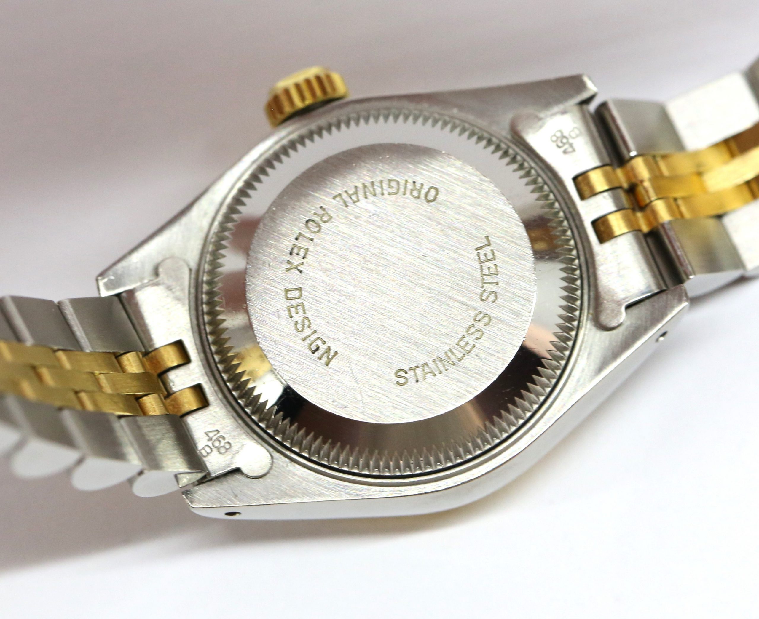 Rolex Lady Datejust 26 in Stainless Steel and 18ct Yellow Gold with White Roman Dial on Rolex Stainless Steel and 18ct Yellow Gold Jubilee Bracelet Ref. 69173 Circa: 1985, With Box and Swing Tag. - Image 6