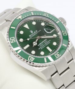 Rolex Submariner Date "Hulk" in Rolex Oystersteel ,Green Cerachrom bezel, Green dial, on Rolex Oystersteel bracelet, Reference 116610LV.  Full set in like new condition ca. 2020