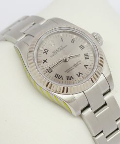 Rolex Oyster Perpetual 26mm, Stainless Steel with 18ct White Gold Fluted Bezel, Steel Roman Dial on Stainless Steel Rolex Oyster Bracelet, Reference: 176234. Circa: 2009, with Box & Papers, Just Serviced by Rolex