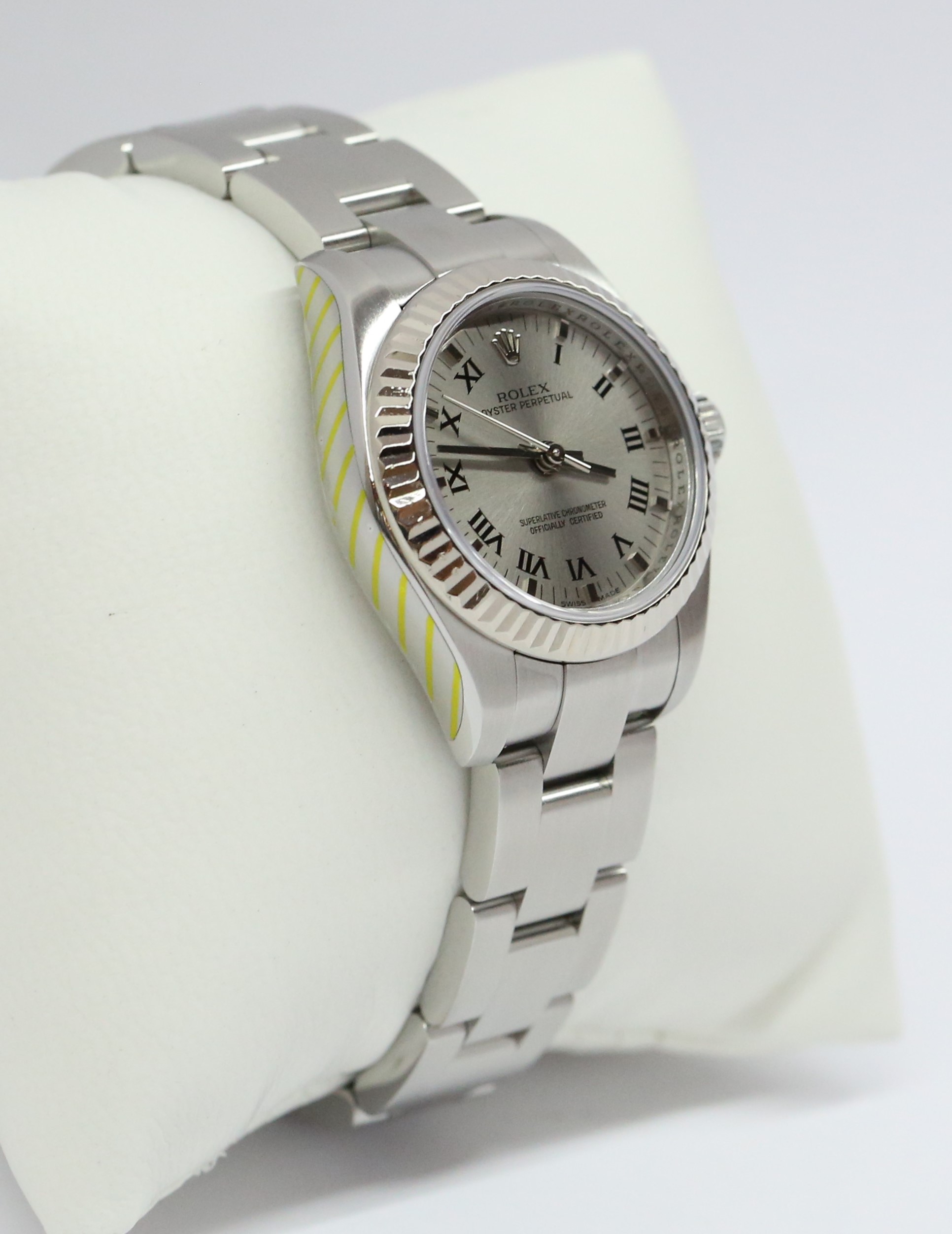 Rolex Oyster Perpetual 26mm, Stainless Steel with 18ct White Gold Fluted Bezel, Steel Roman Dial on Stainless Steel Rolex Oyster Bracelet, Reference: 176234. Circa: 2009, with Box & Papers, Just Serviced by Rolex - Image 4