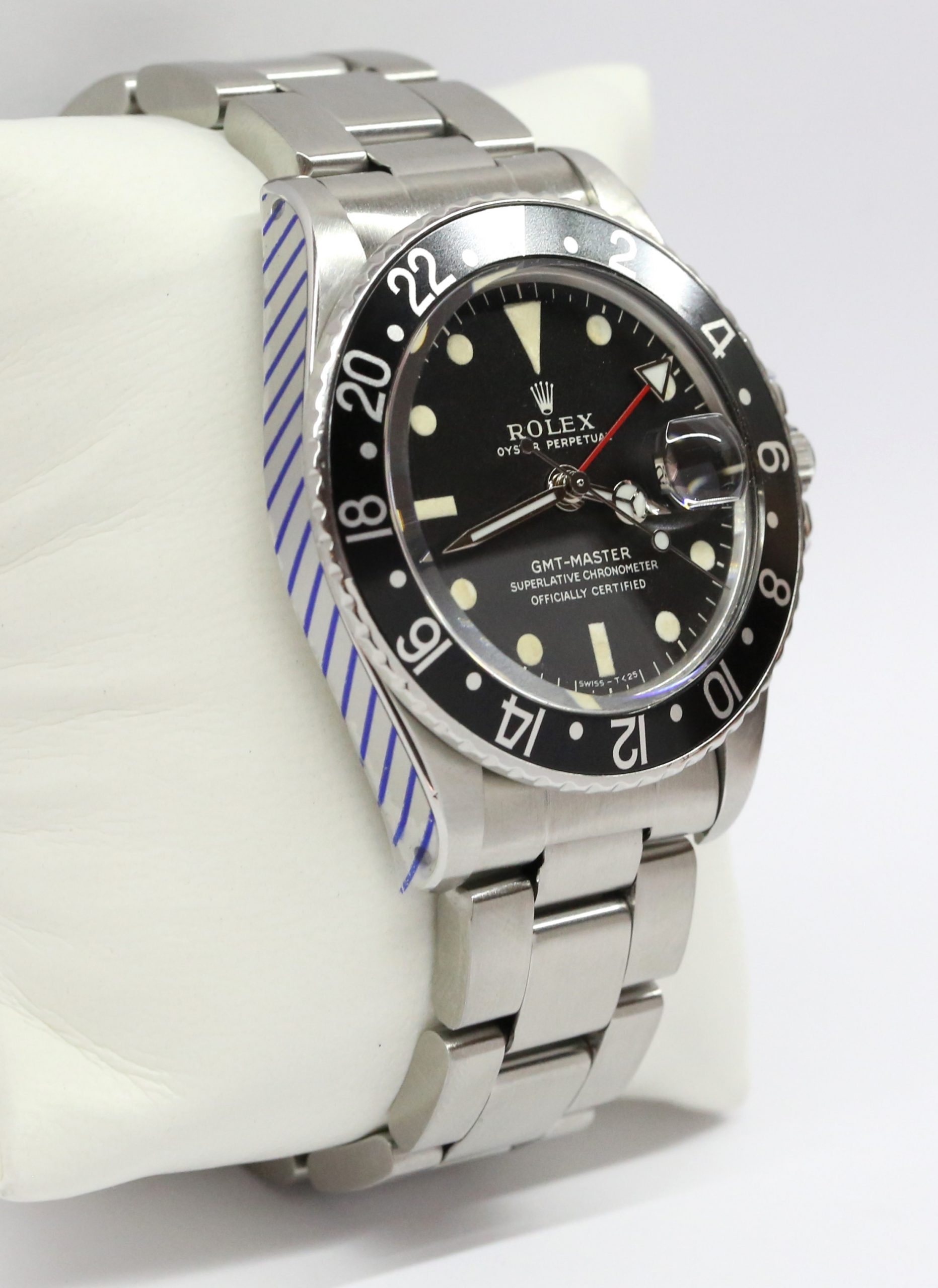 Rolex GMT Master, Stainless Steel, Black Bezel, Matte Black Tritium Index Dial on Rolex Oyster Bracelet, Reference 1675, Circa: 1969, with Box & Rolex Service Card - Image 4