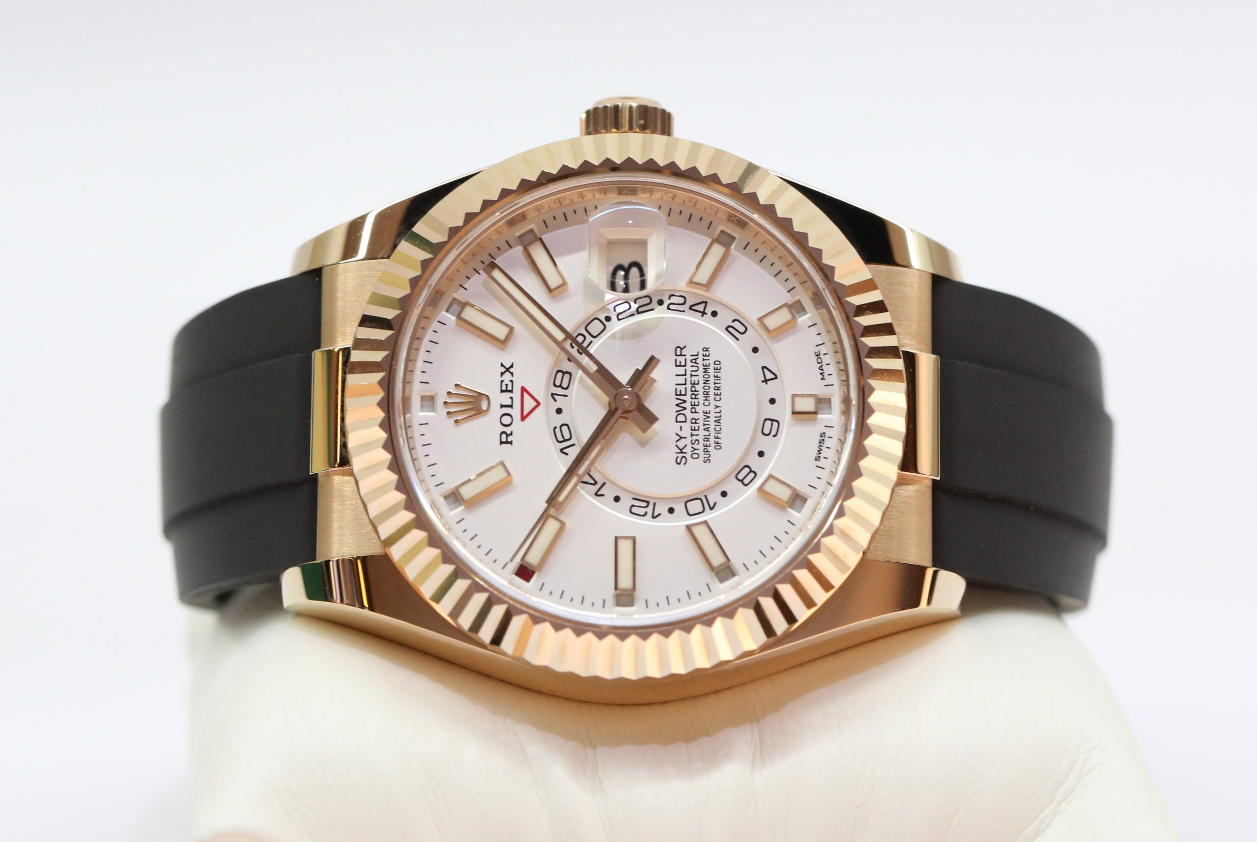 Rolex Sky-Dweller 18ct Everose Gold, White Index Dial on Rolex OysterFlex Strap, Reference: 326235, Circa: 2021, Complete with Box & Papers - Image 3