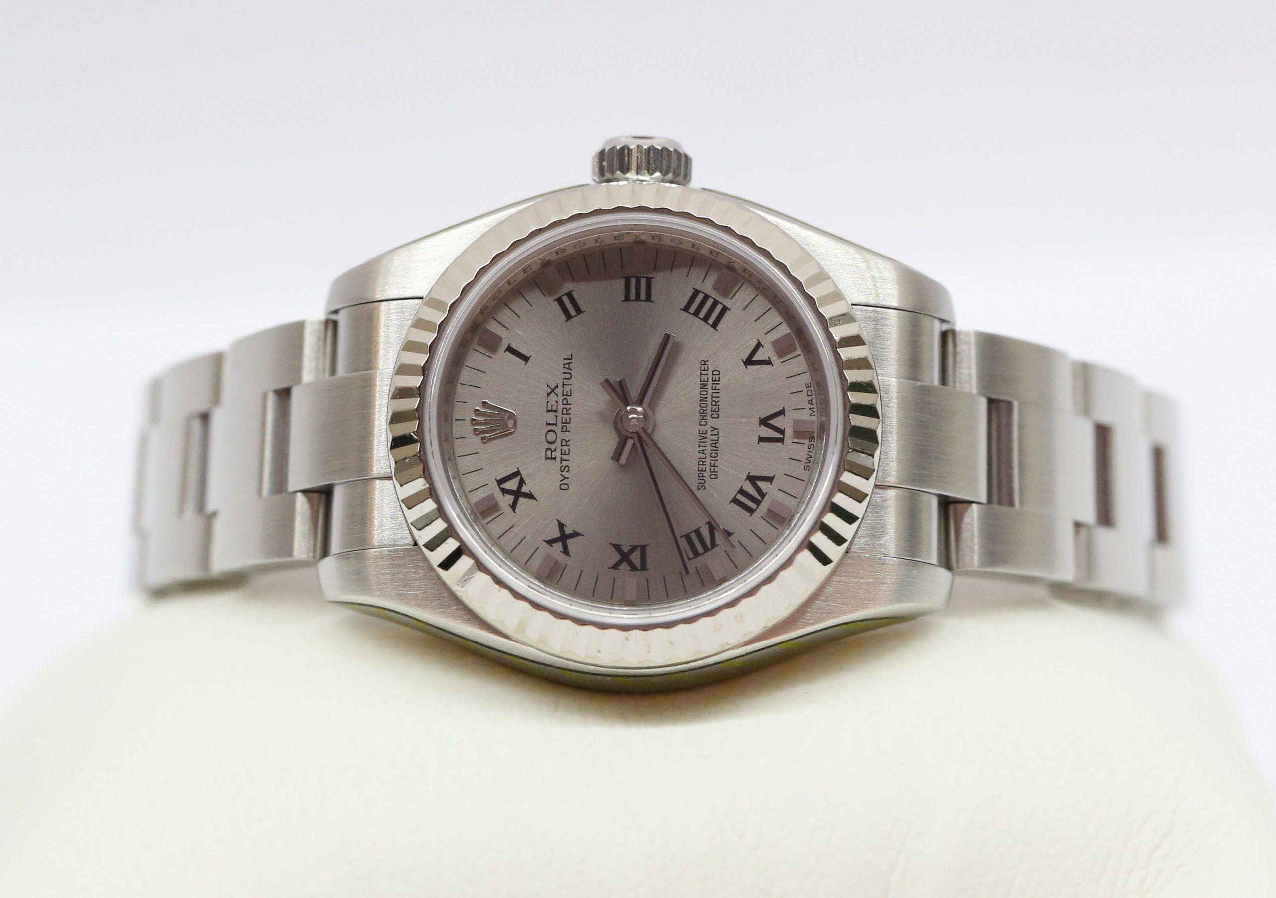 Rolex Oyster Perpetual 26mm, Stainless Steel with 18ct White Gold Fluted Bezel, Steel Roman Dial on Stainless Steel Rolex Oyster Bracelet, Reference: 176234. Circa: 2009, with Box & Papers, Just Serviced by Rolex - Image 3