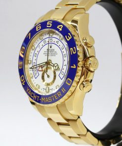 Alternative view of Rolex Yachtmaster II 44mm in 18ct yellow gold, White index dial, Blue ceramic bezel on a Rolex 18ct Yellow gold Oyster bracelet. Box and Papers Ca. 2018