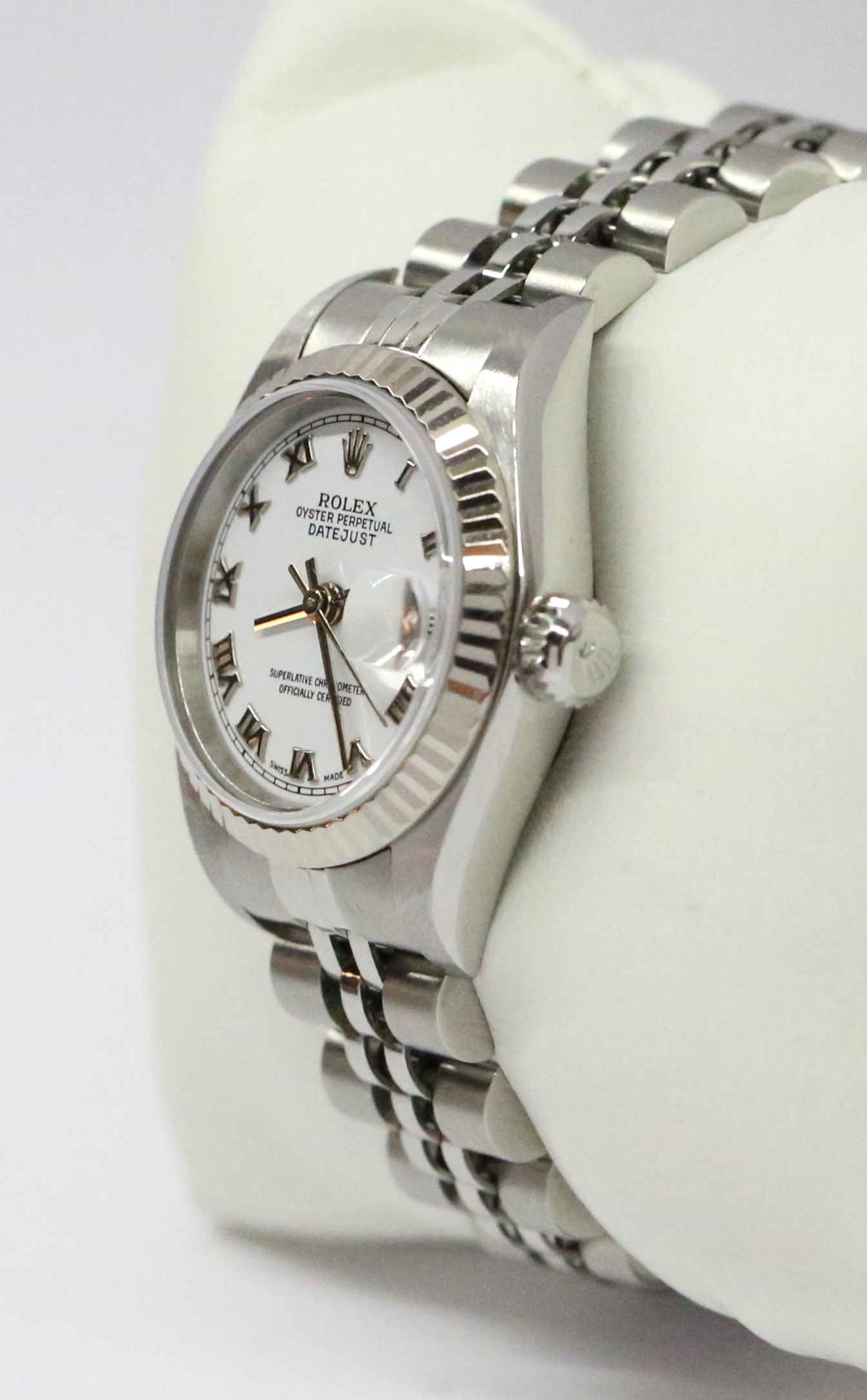 Rolex Datejust 26mm Stainless Steel with 18ct White Fluted Bezel, White Roman Dial, on Rolex Jubilee Bracelet, Reference 79174, Circa: 2000, Complete with Box & Papers - Image 2