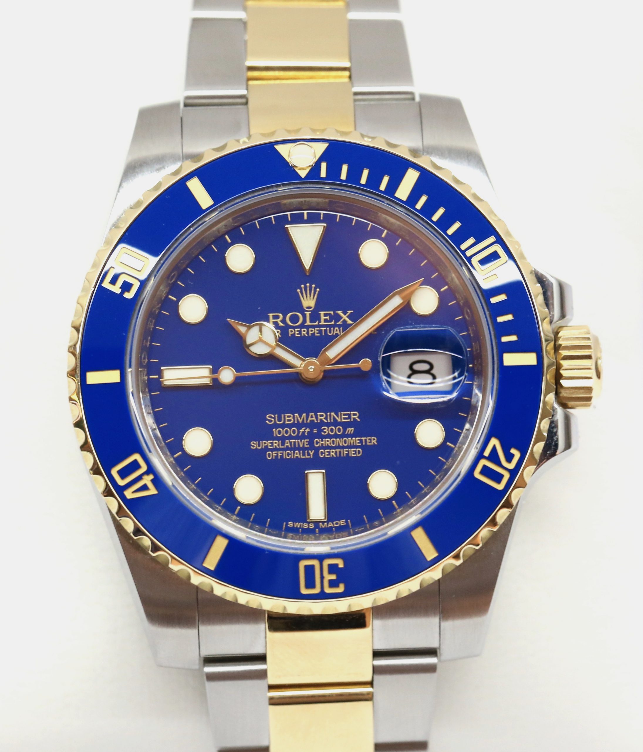 Rolex Submariner Date in stainless steel and 18ct yellow gold, blue index dial and blue Ceramic bezel, Steel and 18ct Yellow Gold Oyster bracelet. Ref: 116613LB, Box and Papers Ca.2013 Serviced by Rolex in 2020 - Image 6