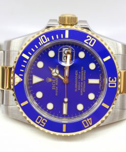 Alternative view of Rolex Submariner Date in stainless steel and 18ct yellow gold, blue index dial and blue Ceramic bezel, Steel and 18ct Yellow Gold Oyster bracelet. Ref: 116613LB, Box and Papers Ca.2013 Serviced by Rolex in 2020