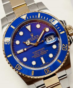 Rolex Submariner Date in stainless steel and 18ct yellow gold, blue index dial and blue Ceramic bezel, Steel and 18ct Yellow Gold Oyster bracelet. Ref: 116613LB, Box and Papers Ca.2013 Serviced by Rolex in 2020