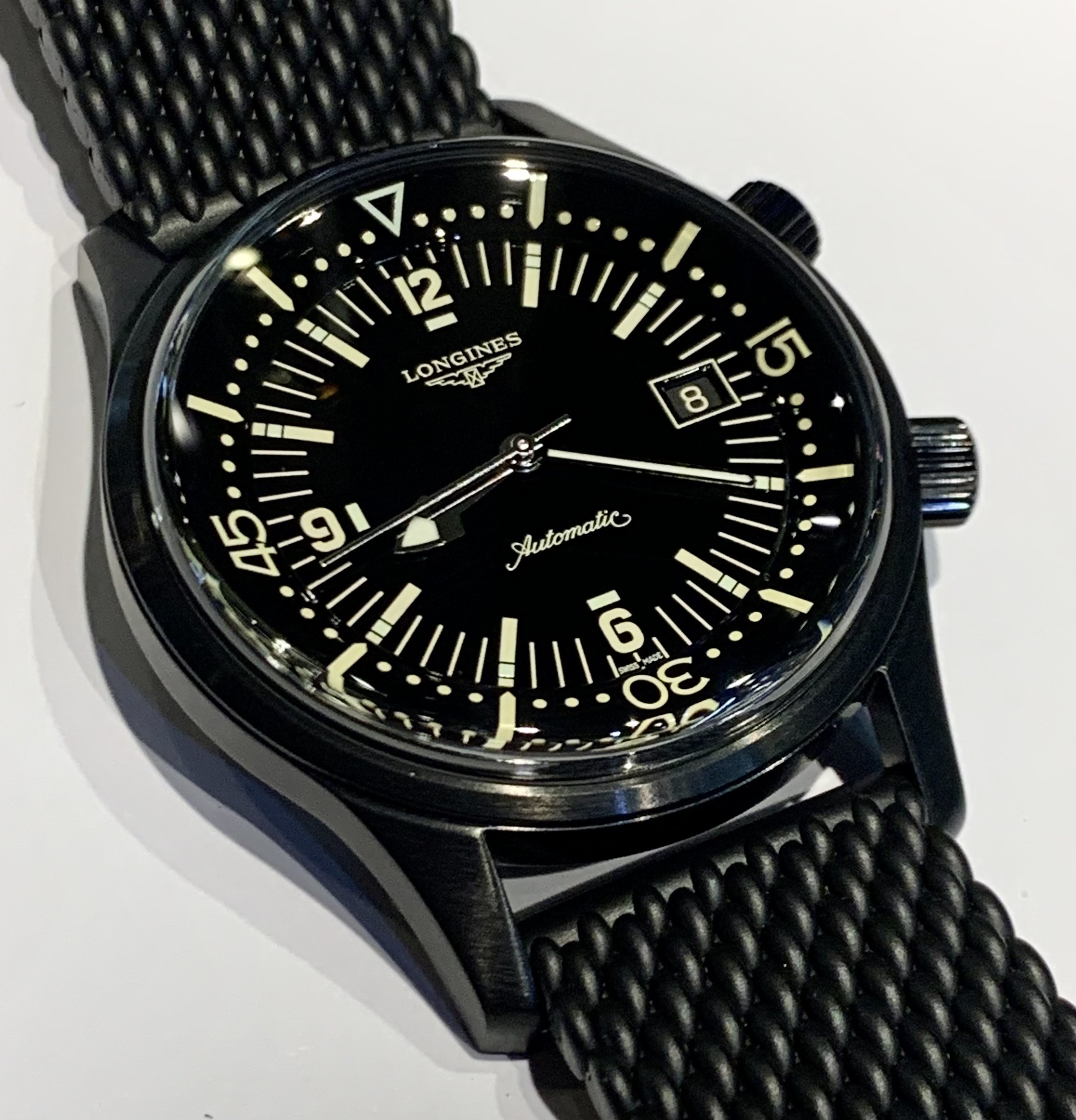 Longines Legend Divers black auto date PVD August 2022, full set B&P