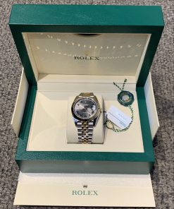 Alternative view of Rolex Datejust 41 Steel & 18ct YG Wimbledon dial, Sept 2022, Ref 126333, box and papers.