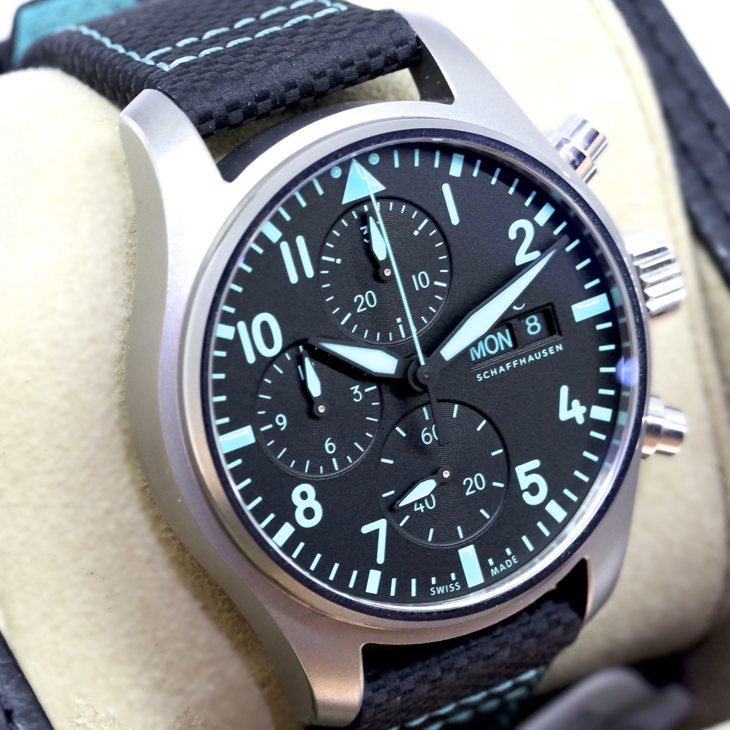 IWC Pilots Chronograph Online Mercedes-AMG Petronas Formula One Edition, Titanium Case on IWC Strap, Black Arab DIal, Reference IW388108, Circa 2022, Box & Papers - Image 4