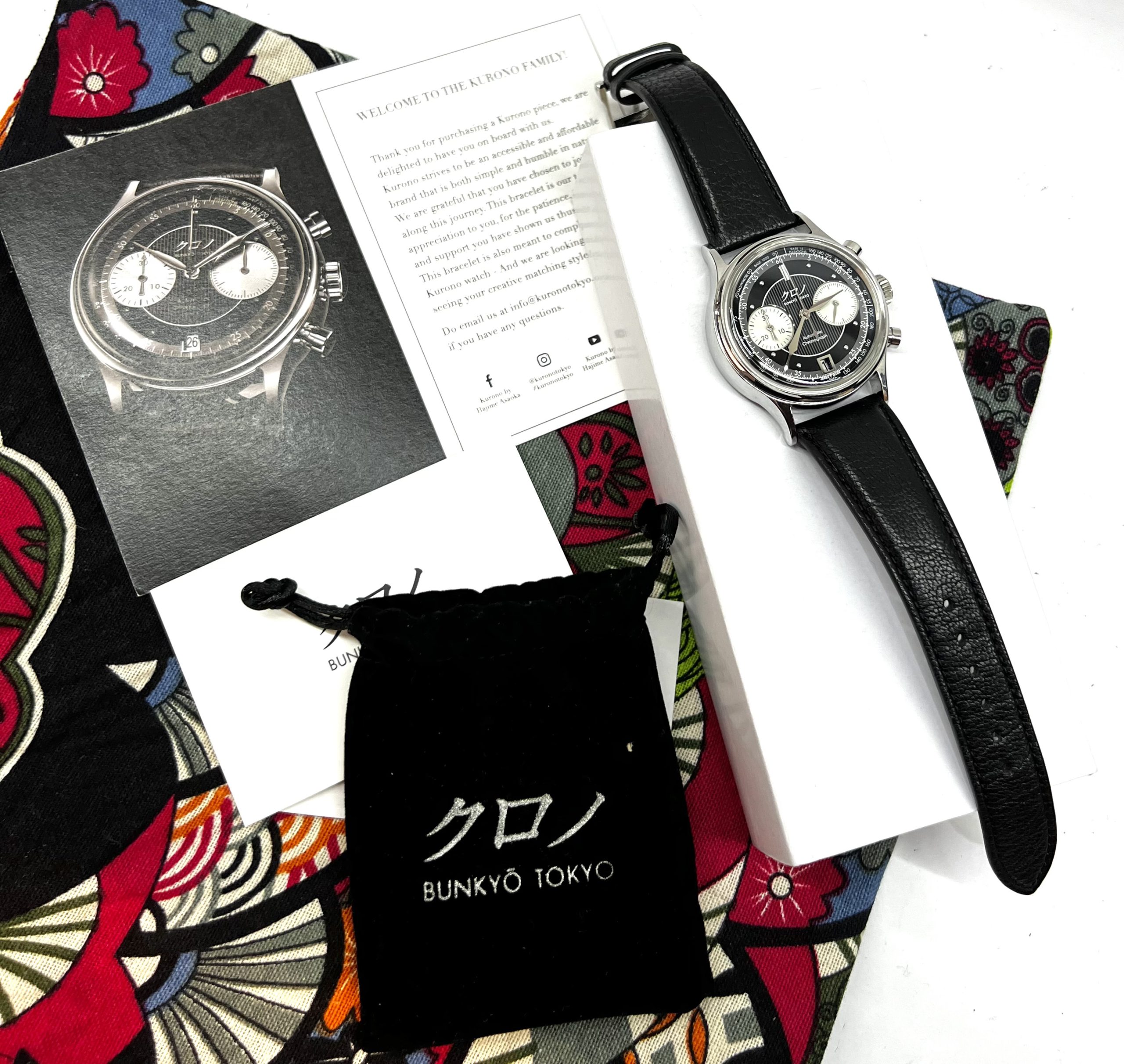 Kurono Tokyo, Bunkyo Tokyo CHRONOGRAPH II , Black Index Dial silver sub dials, in Stainless Steel 38mm limited production of 500, Circa: 2020 on Strap Complete with Box and Papers - Image 7