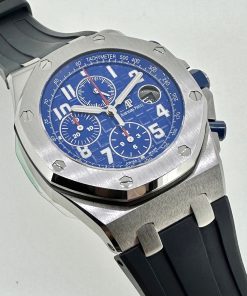 Audemars Piguet Royal Oak Offshore Chronograph, Stainless Steel "Indigo Blue" Dial, on Blue Rubber Strap, Reference: 26470ST.OO.A027CA.01, Circa 2018, Complete with Box & Papers