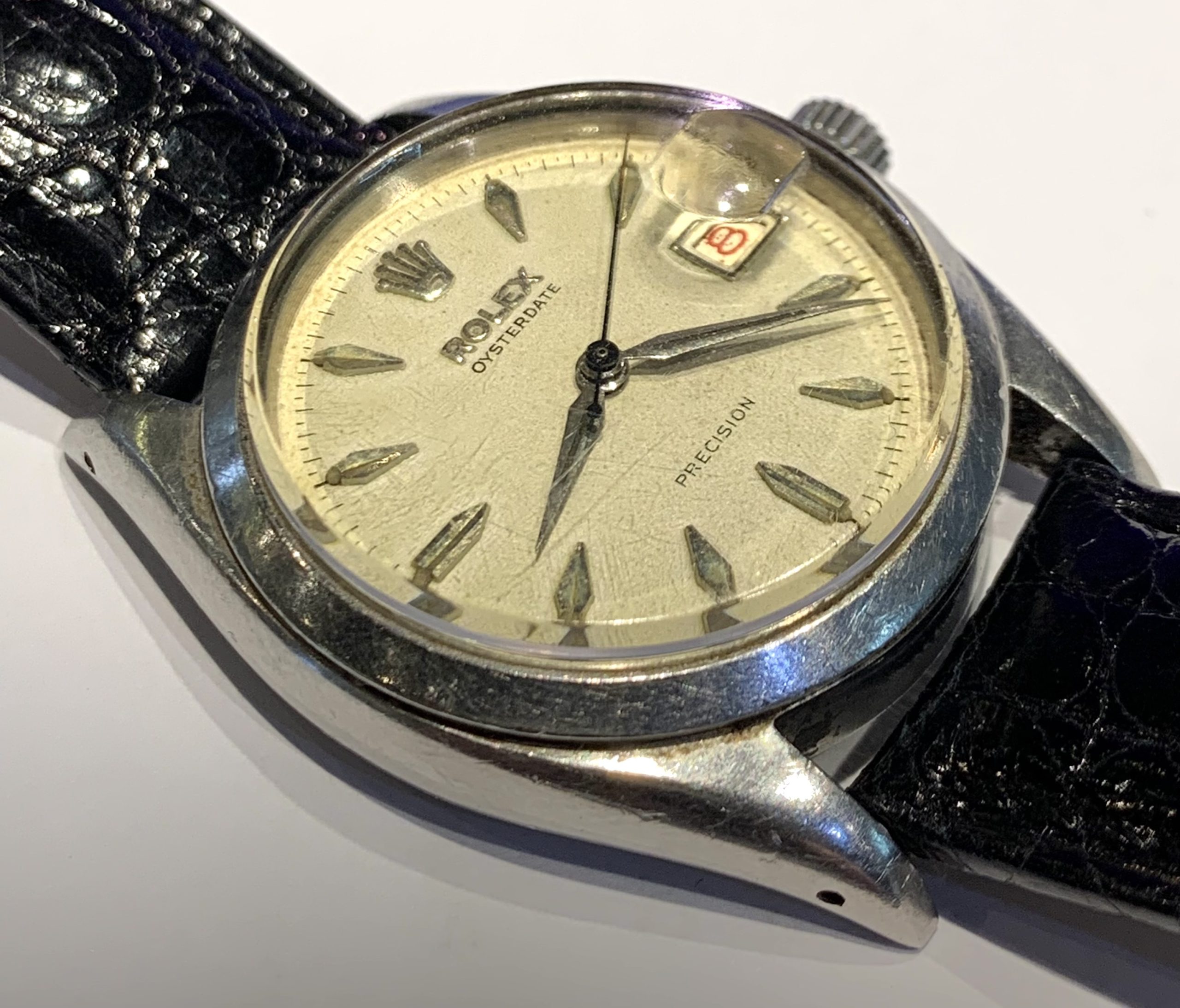 Rolex Oysterdate Precision Case reference 6494, Ca 1958, just traded, sold as is, wholesale unrestored but working. $1,980.00 - Image 2