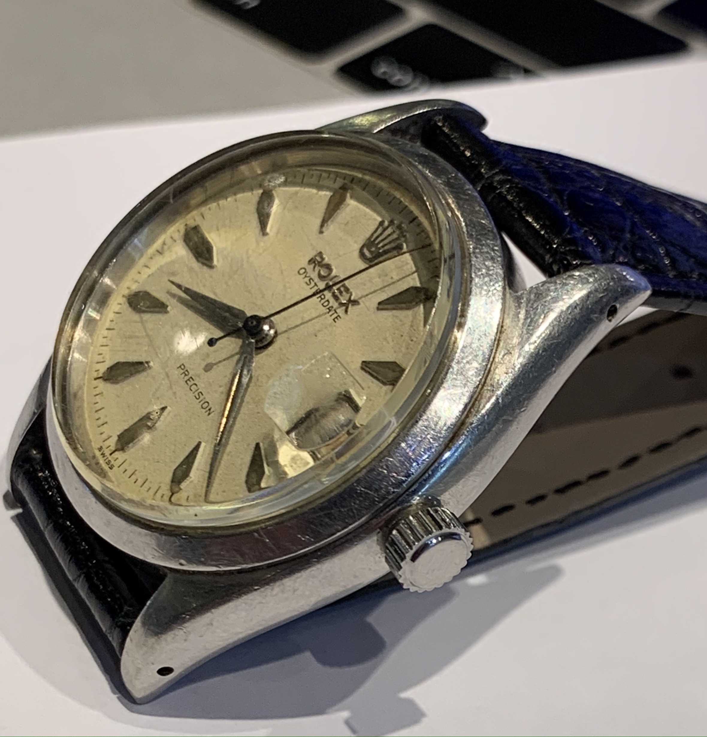 Rolex Oysterdate Precision Case reference 6494, Ca 1958, just traded, sold as is, wholesale unrestored but working. $1,980.00 - Image 5