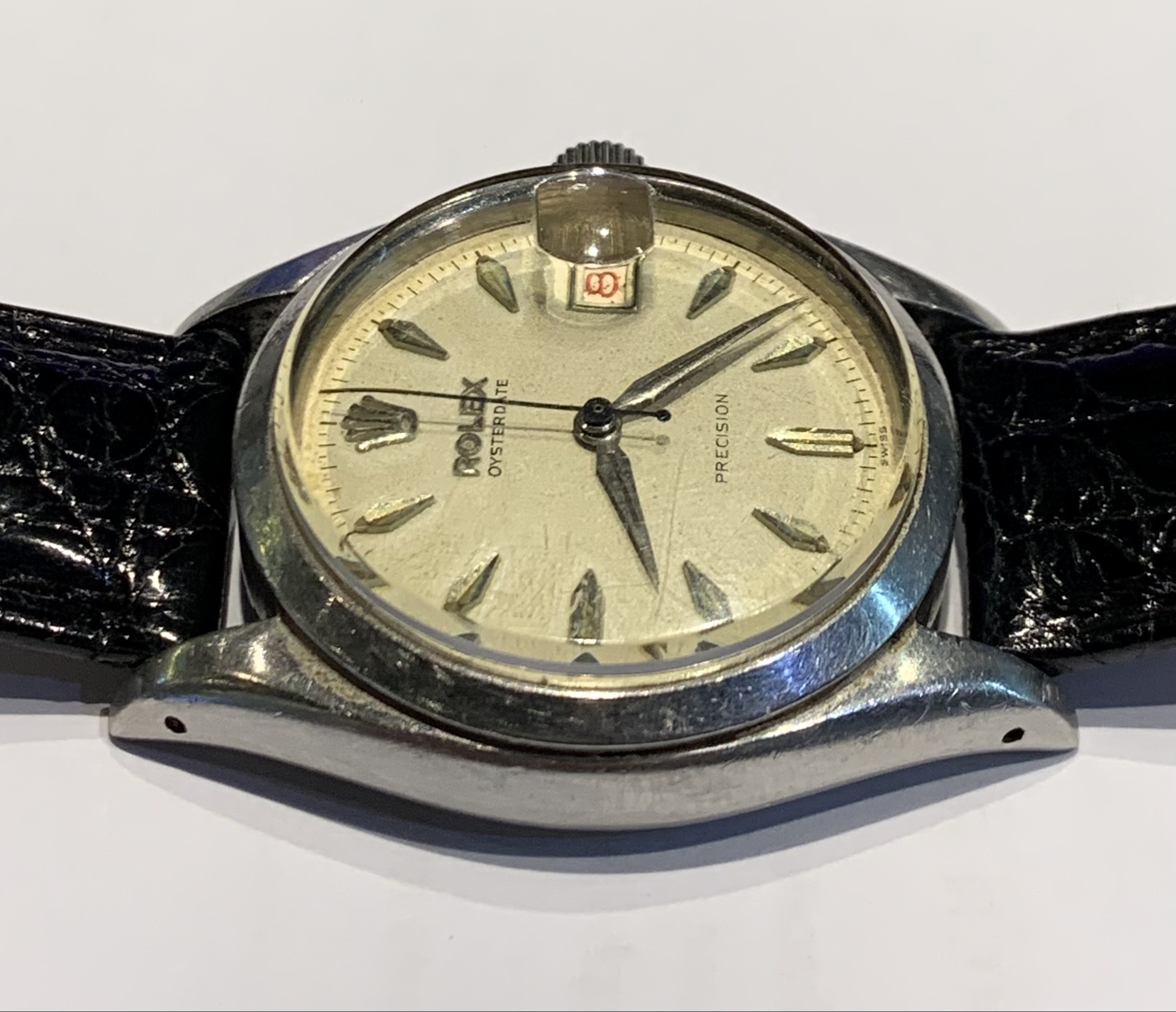 Rolex Oysterdate Precision Case reference 6494, Ca 1958, just traded, sold as is, wholesale unrestored but working. $1,980.00 - Image 4