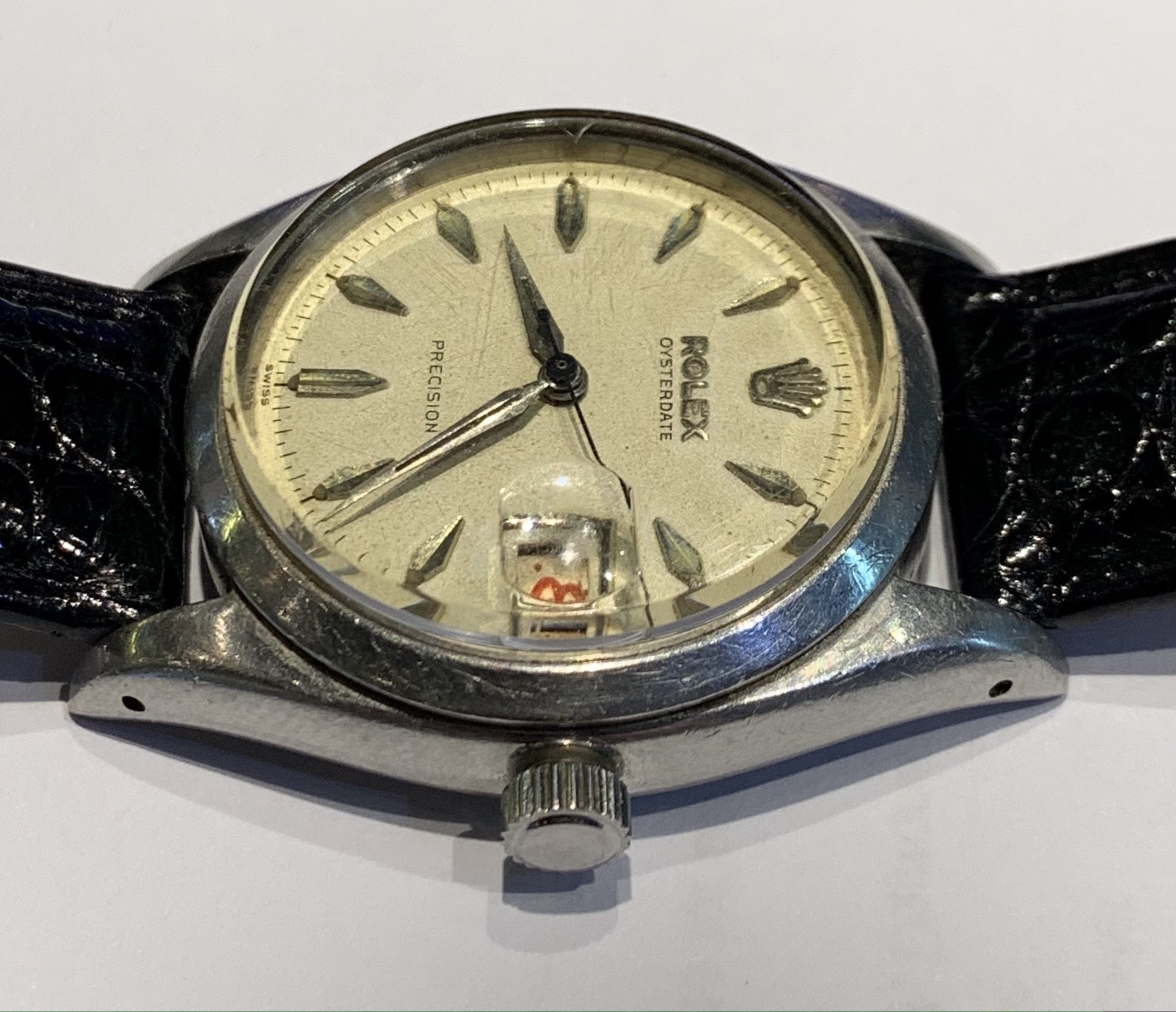Rolex Oysterdate Precision Case reference 6494, Ca 1958, just traded, sold as is, wholesale unrestored but working. $1,980.00 - Image 3