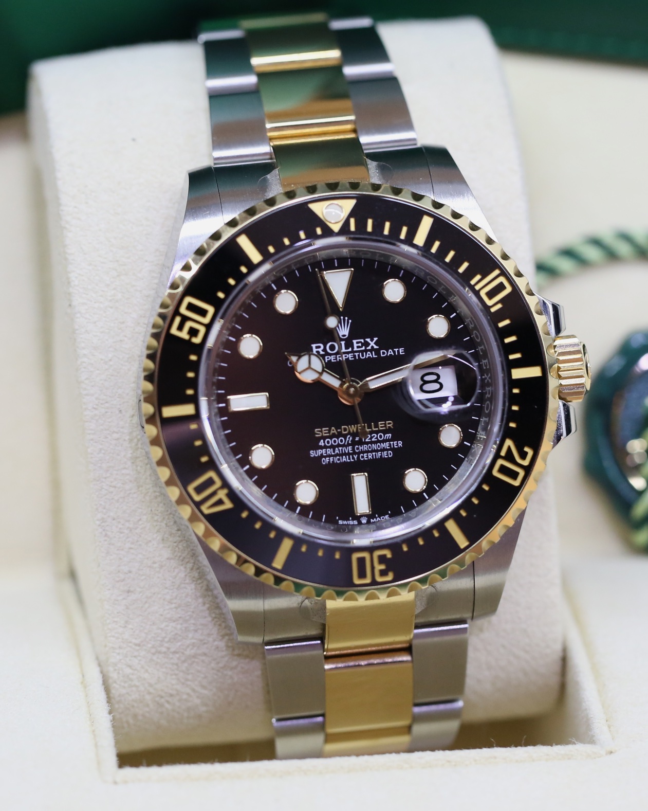 Rolex Sea Dweller 43, “Anniversary” in Rolex OysterSteel & 18ct Yellow Gold on a Rolex Oystersteel and 18ct Yellow gold bracelet, Black Index Dial, Black Ceramic Bezel, Ref: 126603, Complete with Box, Paper & Balance of Rolex Factory Warranty. - Image 3
