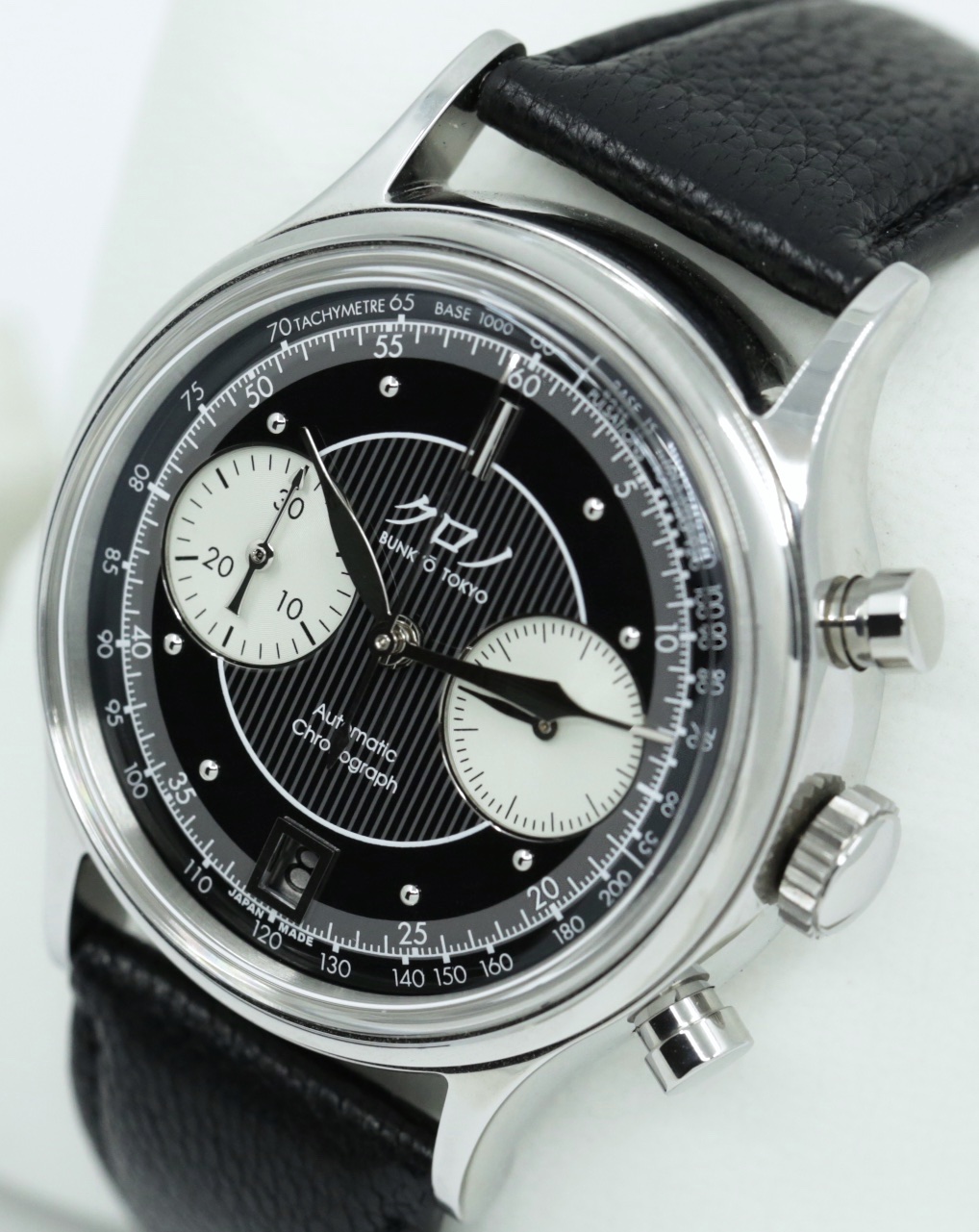 Kurono Tokyo, Bunkyo Tokyo CHRONOGRAPH II , Black Index Dial silver sub dials, in Stainless Steel 38mm limited production of 500, Circa: 2020 on Strap Complete with Box and Papers - Image 5