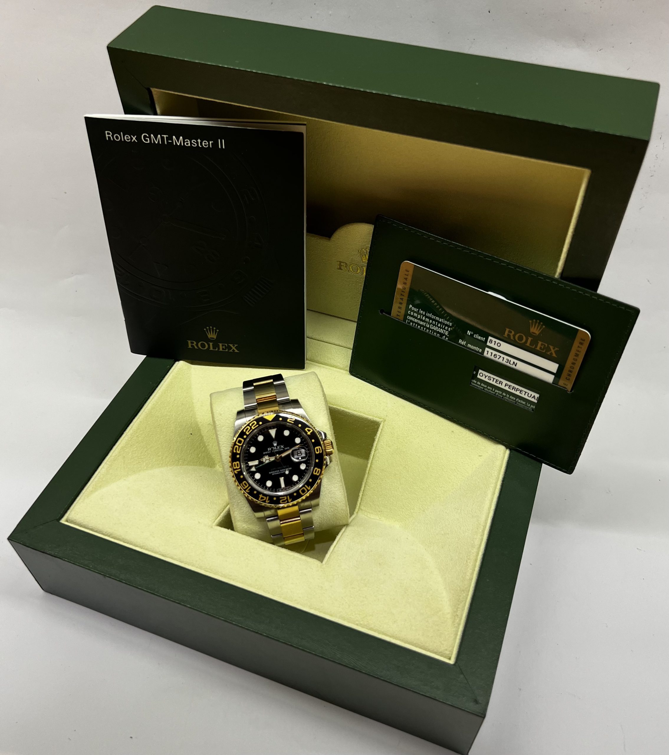 Rolex Oyster Perpetual GMT Master II in Rolex Oystersteel and 18ct Yellow Gold, Ref 116713LN Dec 2008, full set Box and Paper. - Image 6