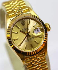 Alternative view of Rolex Lady-Datejust 26 in 18ct Yellow Gold on Rolex 18ct Jubilee Bracelet, Champagne index dial, Ref: 69178, Ca 1990