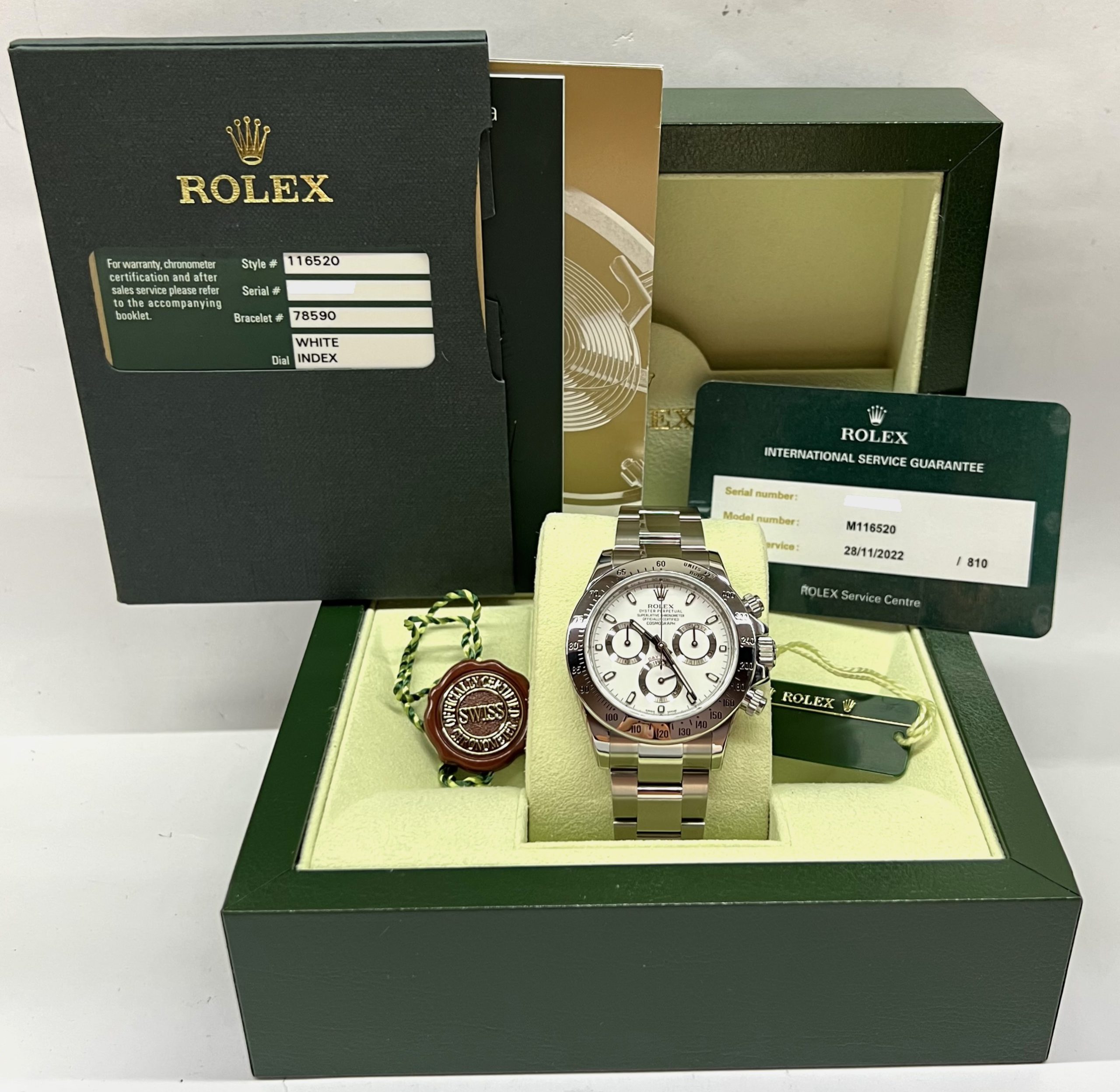 Rolex Oyster Perpetual Cosmograph Daytona, in Stainless Steel, White Index Dial, on Rolex Oyster Bracelet, Ref. 116520, Ca. 2012, Complete with Box & Papers - Image 6